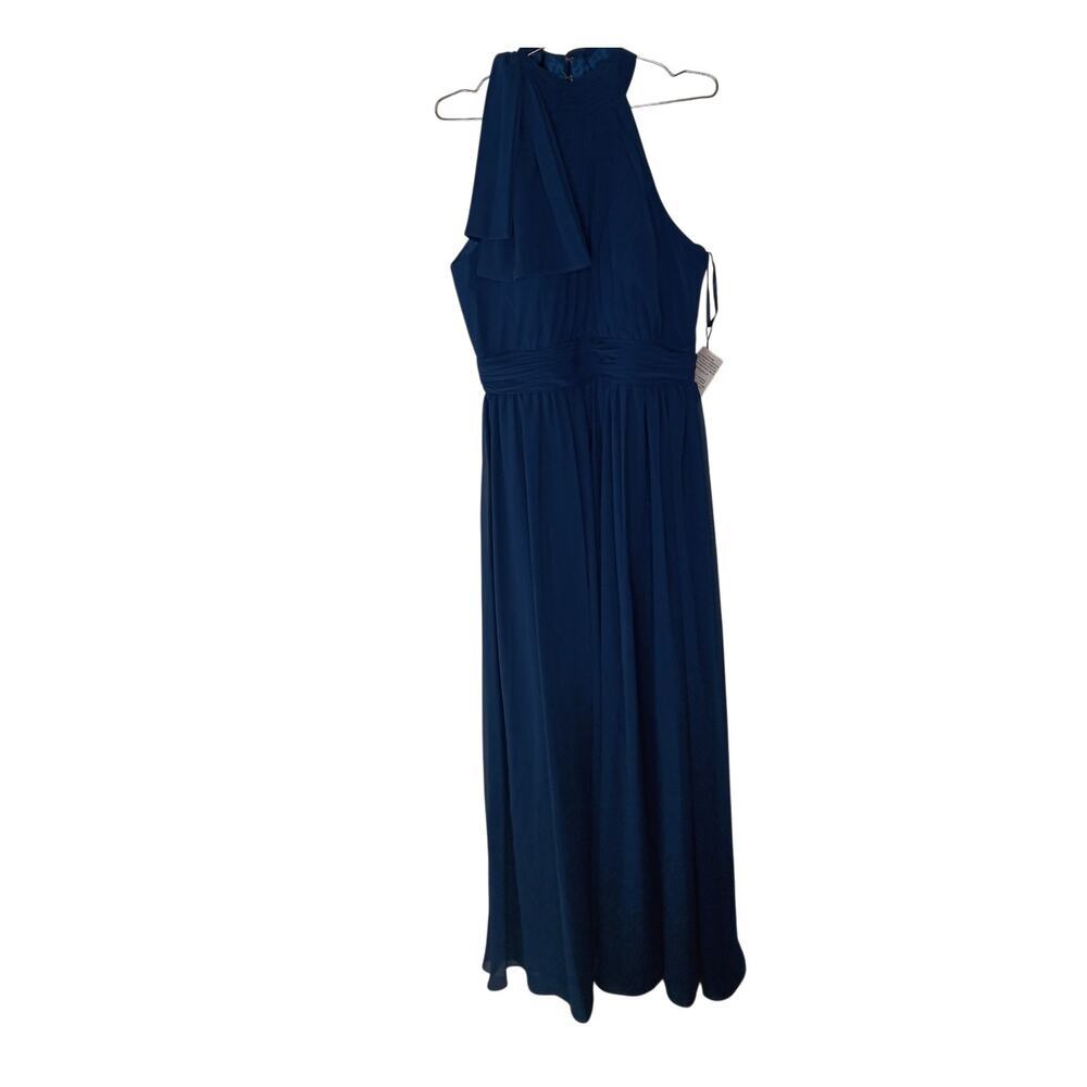 New Mac Duggal IEENA Navy Chiffon Gown Size 10 Formal Evening Bridesmaid Dress - Picture 5 of 16